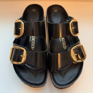 Arizona Big Buckle Birkenstock, High Shine Black - Excellent Condition